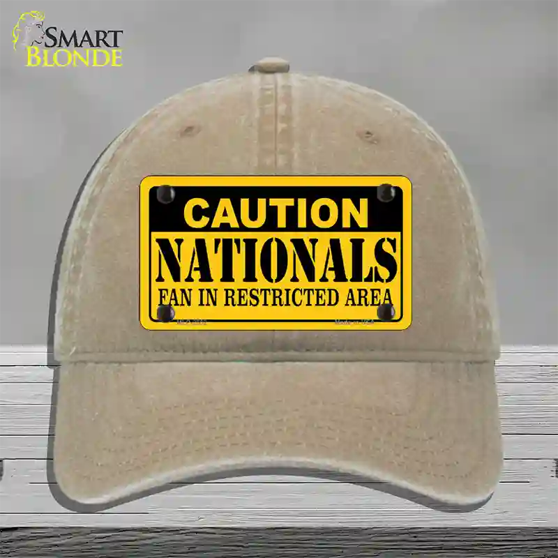 Caution Nationals Fan Novelty License Plate Hat Unconstructed Cotton / Khaki