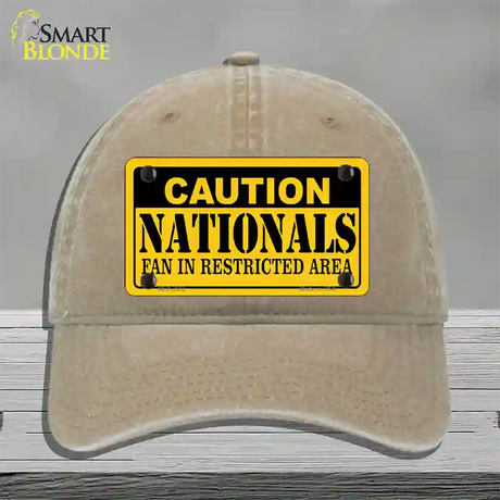 Caution Nationals Fan Novelty License Plate Hat Unconstructed Cotton / Khaki