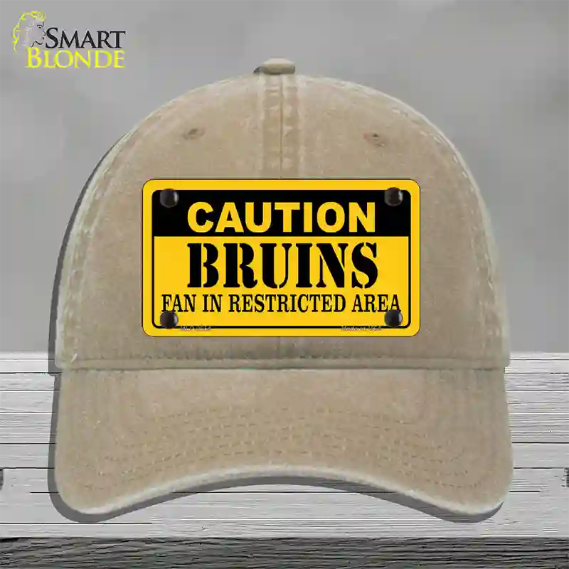 Caution Bruins Vanity Novelty License Plate Hat Unconstructed Cotton / Khaki