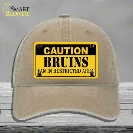 Caution Bruins Vanity Novelty License Plate Hat Unconstructed Cotton / Khaki