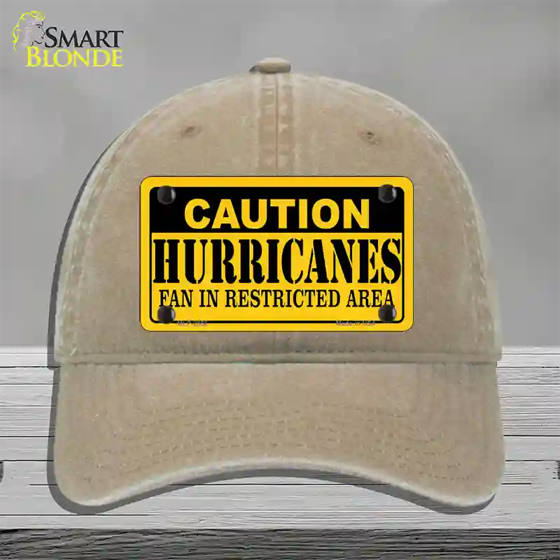 Caution Hurricanes Novelty License Plate Hat Unconstructed Cotton / Khaki