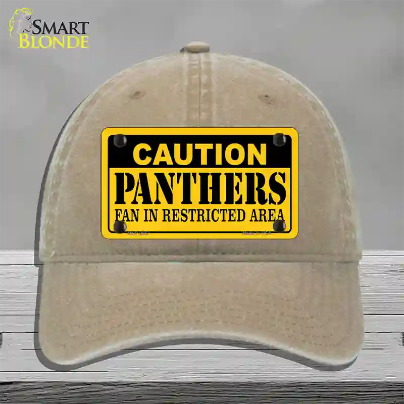 Caution Panthers Hockey Novelty License Plate Hat Unconstructed Cotton / Khaki