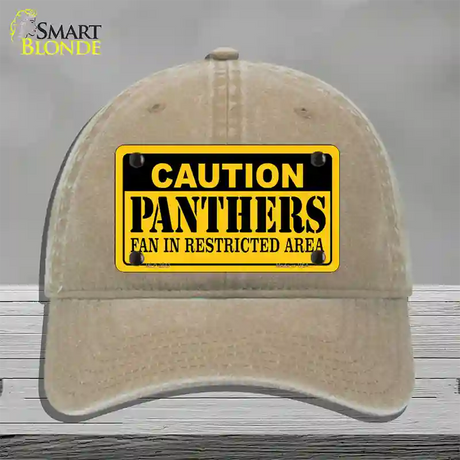 Caution Panthers Hockey Novelty License Plate Hat Unconstructed Cotton / Khaki