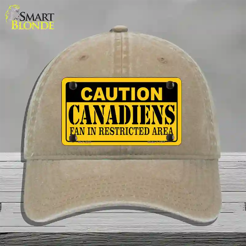 Caution Canadiens Novelty License Plate Hat Unconstructed Cotton / Khaki