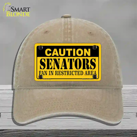 Caution Senators Vanity Novelty License Plate Hat Unconstructed Cotton / Khaki