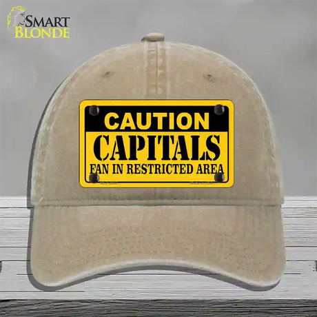 Caution Capitals Novelty License Plate Hat Unconstructed Cotton / Khaki