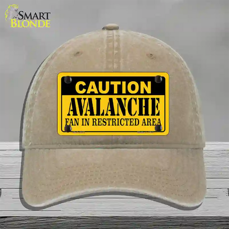 Caution Avalanche Novelty License Plate Hat Unconstructed Cotton / Khaki