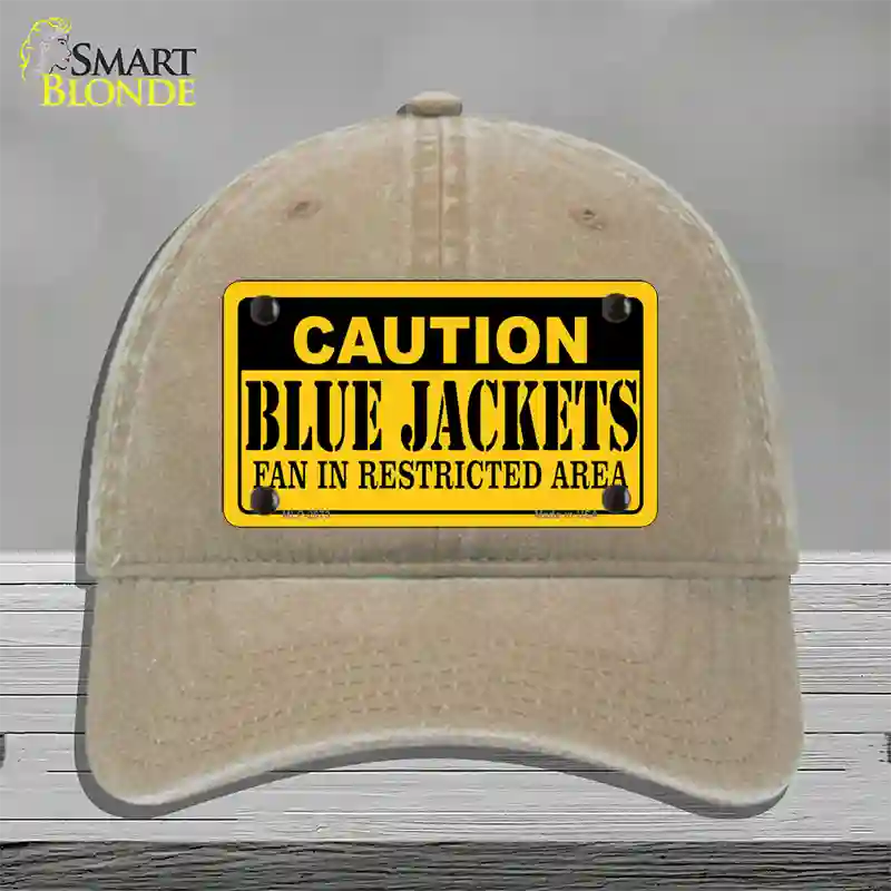 Caution Blue Jackets Novelty License Plate Hat Unconstructed Cotton / Khaki