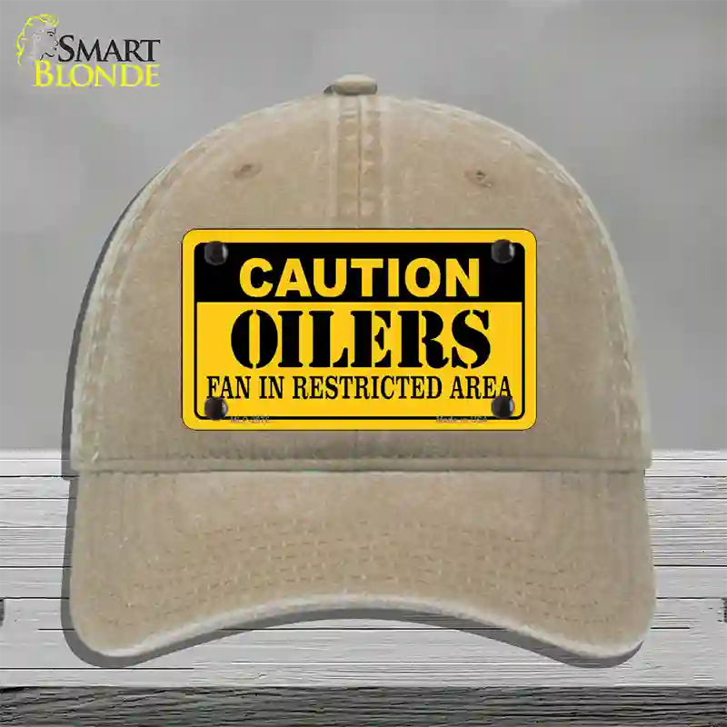 Caution Oilers Novelty License Plate Hat Unconstructed Cotton / Khaki