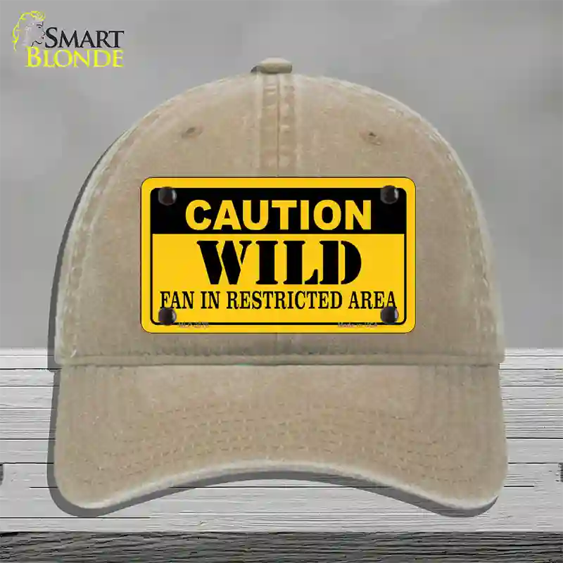 Caution Wild Novelty License Plate Hat Unconstructed Cotton / Khaki