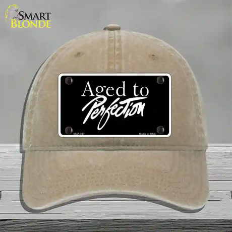 Aged To Perfection Novelty License Plate Hat Unconstructed Cotton / Khaki