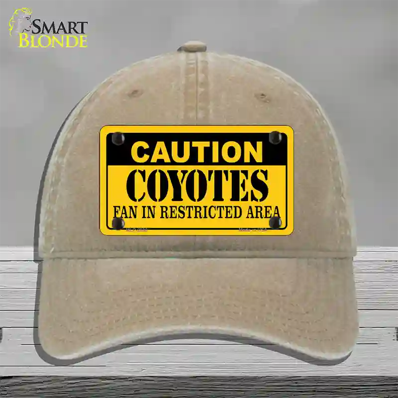 Caution Coyotes Novelty License Plate Hat Unconstructed Cotton / Khaki