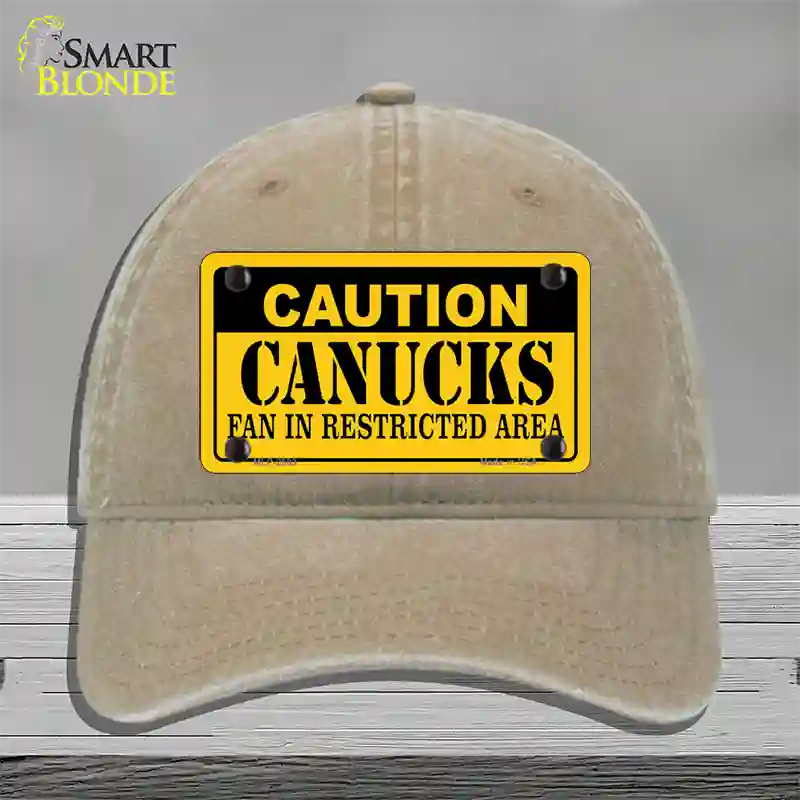 Caution Canucks Novelty License Plate Hat Unconstructed Cotton / Khaki