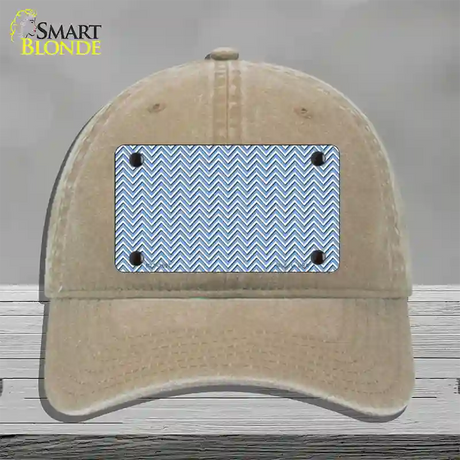 Light Blue White Chevron Novelty License Plate Hat Unconstructed Cotton / Khaki