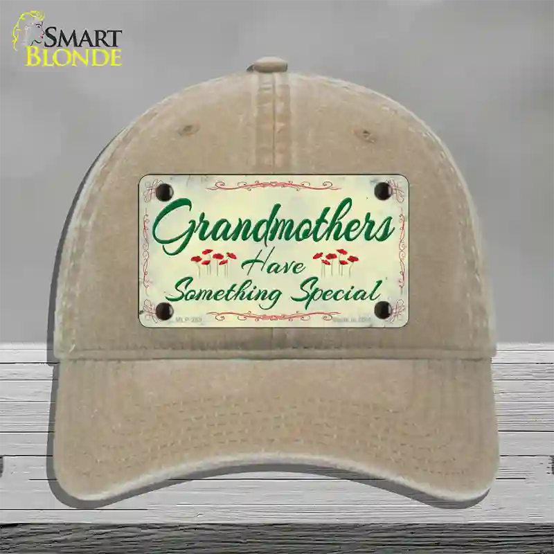 Grandmothers Something Special Novelty License Plate Hat Unconstructed Cotton / Khaki