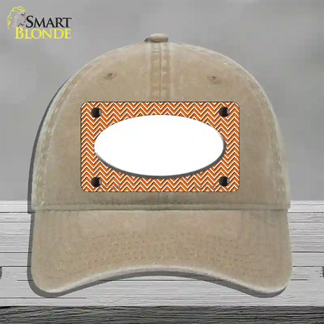 Orange White Chevon White Center Oval Novelty License Plate Hat Unconstructed Cotton / Khaki