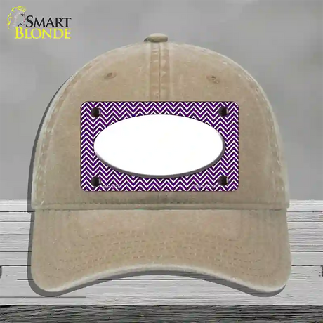 Purple White Chevon White Center Oval Novelty License Plate Hat Unconstructed Cotton / Khaki