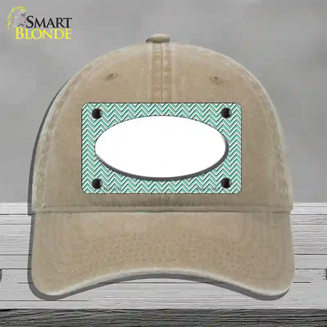 Mint White Chevon White Center Oval Novelty License Plate Hat Unconstructed Cotton / Khaki