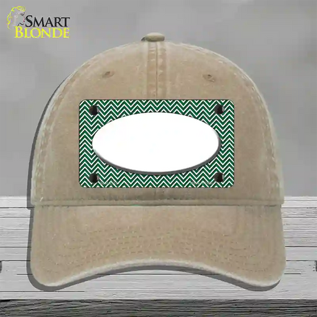 Green White Chevon White Center Oval Novelty License Plate Hat Unconstructed Cotton / Khaki