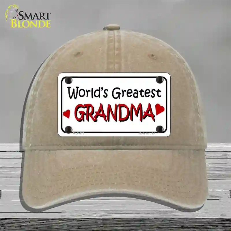 Worlds Greatest Grandma Novelty License Plate Hat Unconstructed Cotton / Khaki