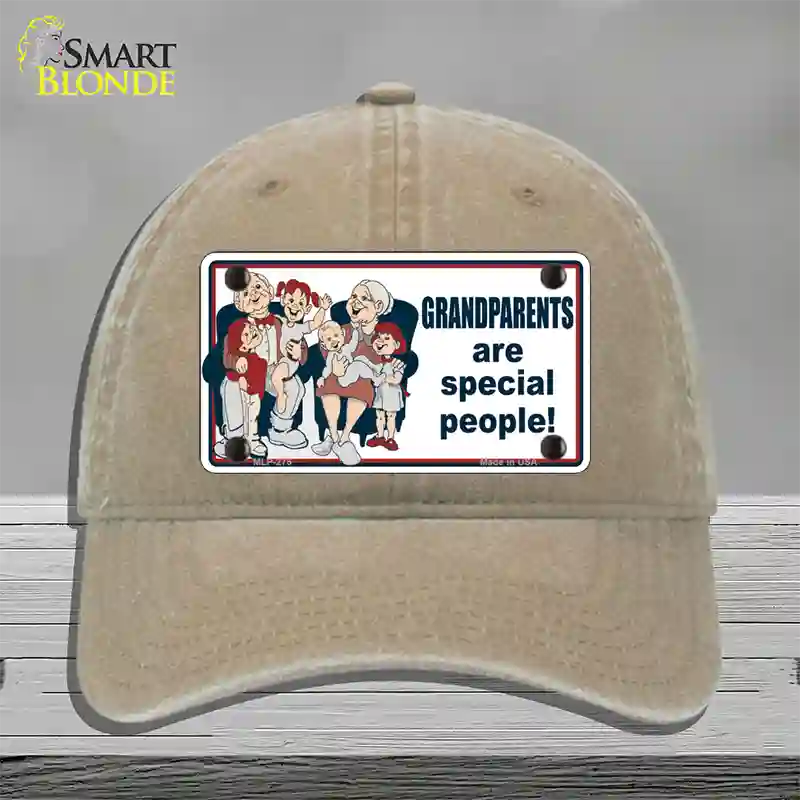 Grandparents Are Special People Novelty License Plate Hat Unconstructed Cotton / Khaki