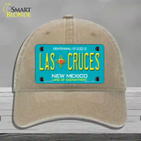 Las Cruces New Mexico Teal Novelty License Plate Hat Unconstructed Cotton / Khaki