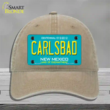 Carlsbad New Mexico Teal Novelty License Plate Hat Unconstructed Cotton / Khaki