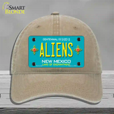 Aliens New Mexico Teal Novelty License Plate Hat Unconstructed Cotton / Khaki