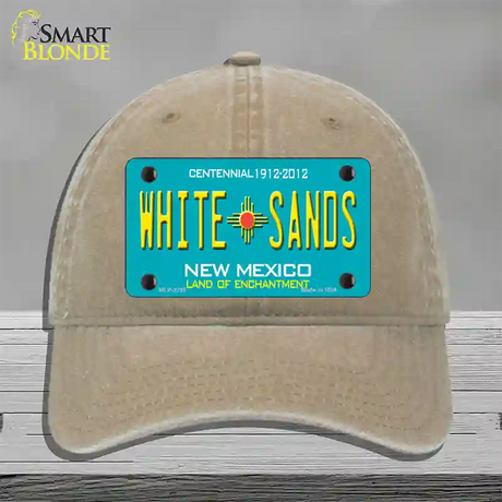 White Sands New Mexico Teal Novelty License Plate Hat Unconstructed Cotton / Khaki