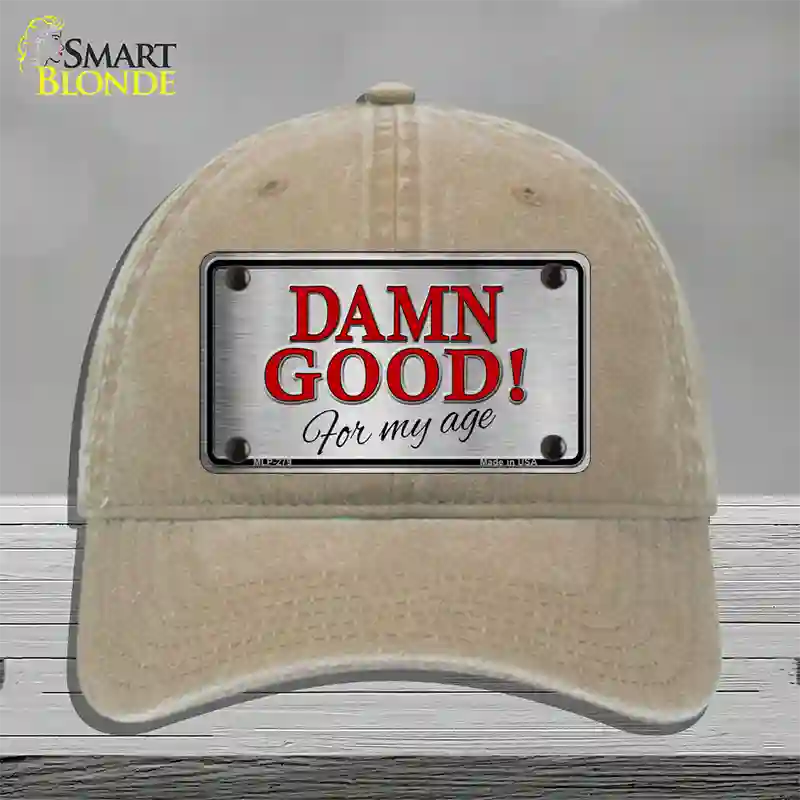 Damn Good Novelty License Plate Hat Unconstructed Cotton / Khaki