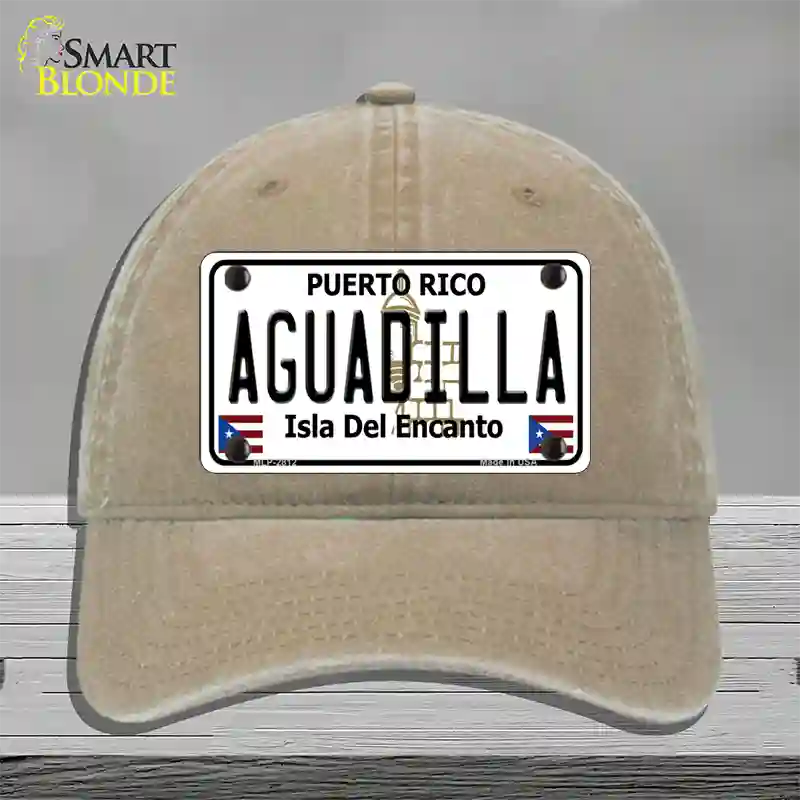 Aguadilla Puerto Rico Novelty License Plate Hat Unconstructed Cotton / Khaki