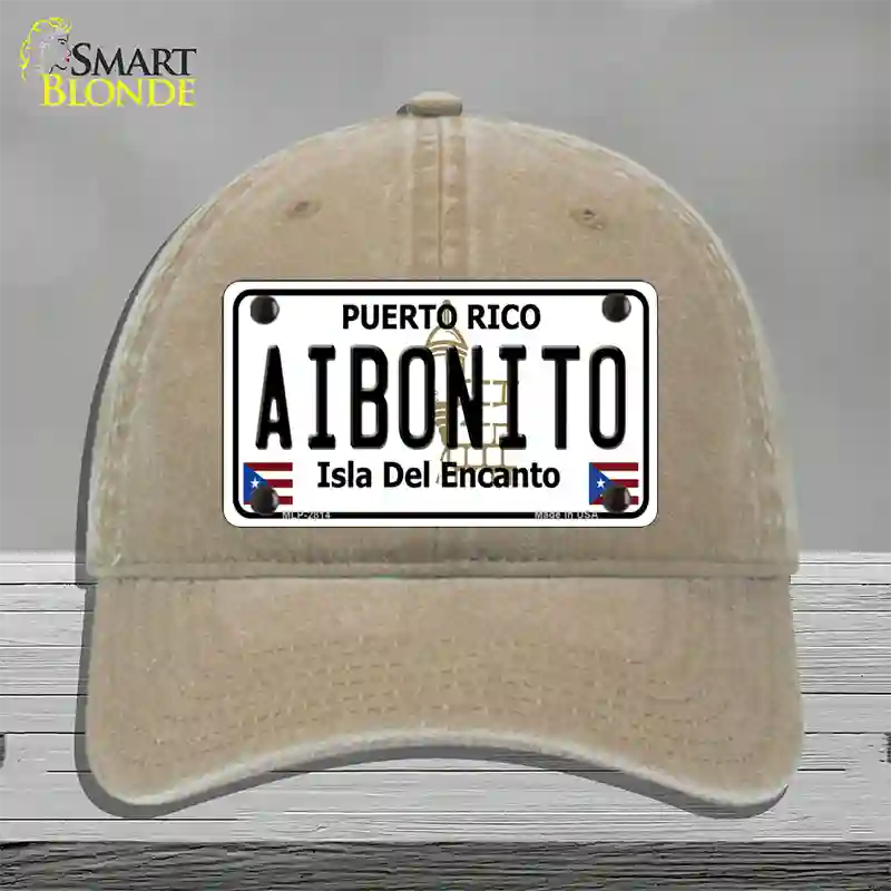 Aibonito Puerto Rico Novelty License Plate Hat Unconstructed Cotton / Khaki