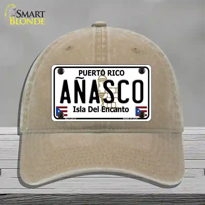 Anasco Puerto Rico Novelty License Plate Hat Unconstructed Cotton / Khaki