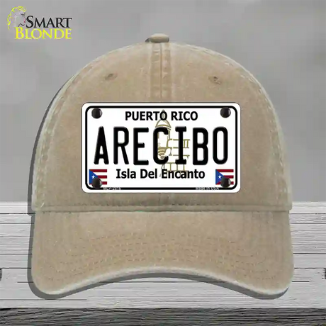 Arecibo Puerto Rico Novelty License Plate Hat Unconstructed Cotton / Khaki