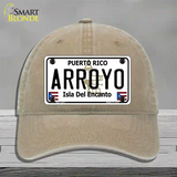 Arroyo Puerto Rico Novelty License Plate Hat Unconstructed Cotton / Khaki