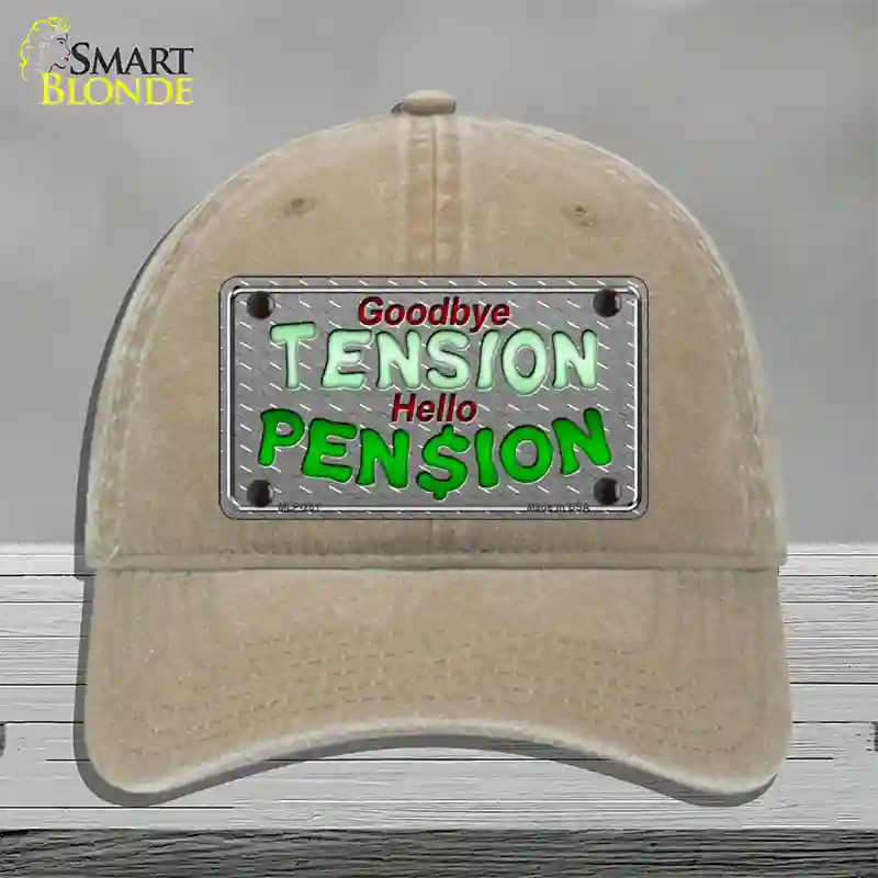 Tension Pension Novelty License Plate Hat Unconstructed Cotton / Khaki