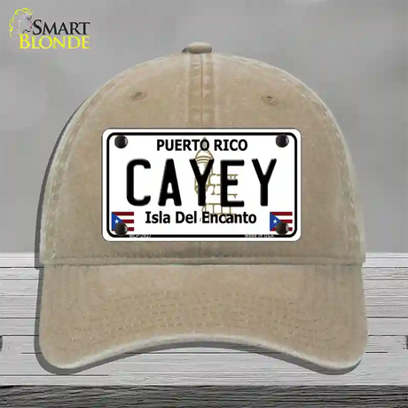 Cayey Puerto Rico Novelty License Plate Hat Unconstructed Cotton / Khaki