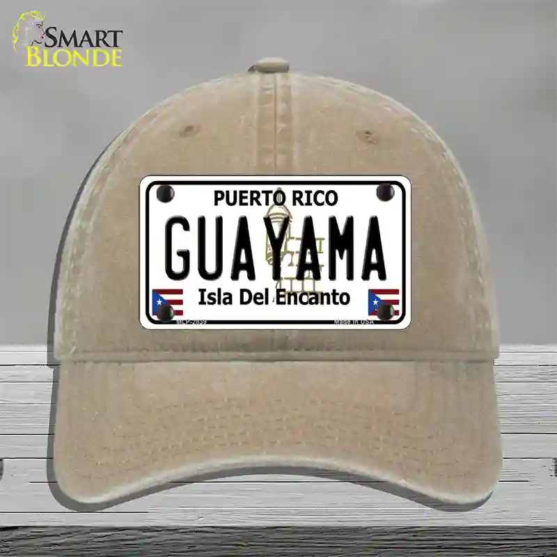 Guayama Puerto Rico Novelty License Plate Hat Unconstructed Cotton / Khaki