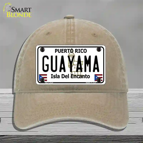 Guayama Puerto Rico Novelty License Plate Hat Unconstructed Cotton / Khaki