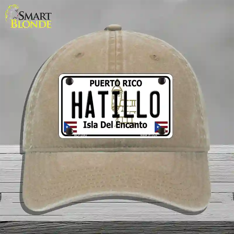 Hatillo Puerto Rico Novelty License Plate Hat Unconstructed Cotton / Khaki