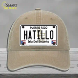 Hatillo Puerto Rico Novelty License Plate Hat Unconstructed Cotton / Khaki