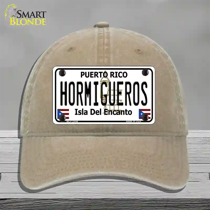 Hormiguesros Puerto Rico Novelty License Plate Hat Unconstructed Cotton / Khaki