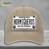 Hormiguesros Puerto Rico Novelty License Plate Hat Unconstructed Cotton / Khaki