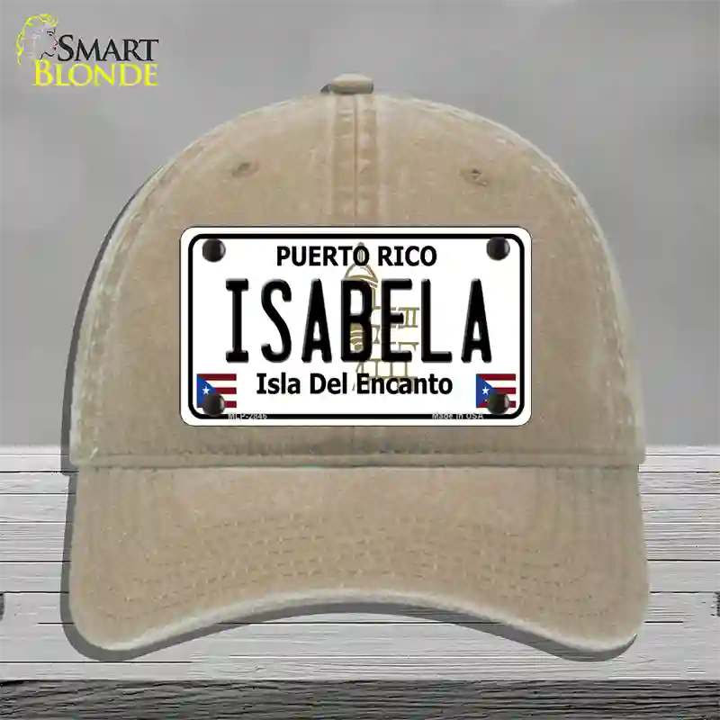 Isabela Puerto Rico Novelty License Plate Hat Unconstructed Cotton / Khaki