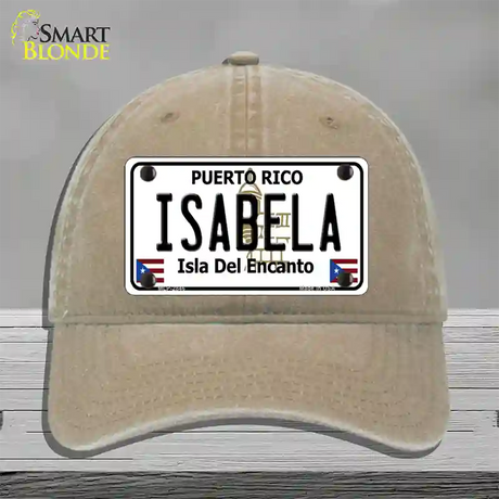 Isabela Puerto Rico Novelty License Plate Hat Unconstructed Cotton / Khaki