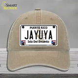 Jayuya Puerto Rico Novelty License Plate Hat Unconstructed Cotton / Khaki