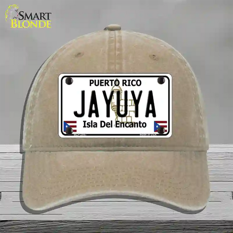 Jayuya Puerto Rico Novelty License Plate Hat Unconstructed Cotton / Khaki