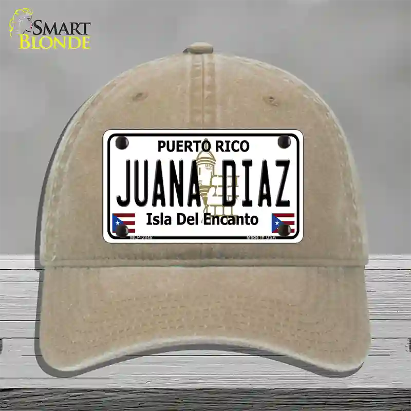 Juana Diaz Puerto Rico Novelty License Plate Hat Unconstructed Cotton / Khaki