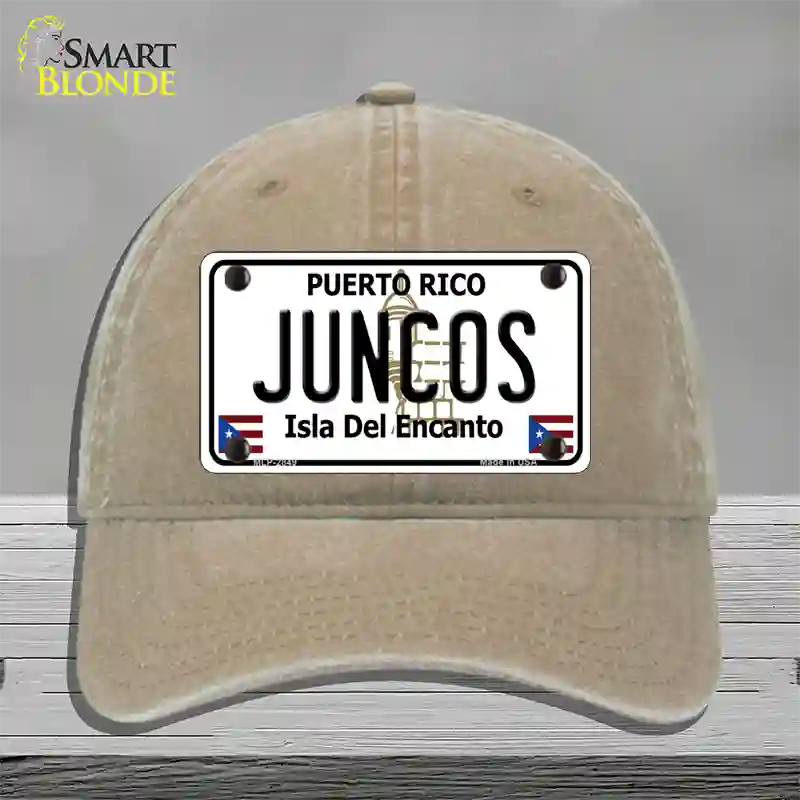 Juncos Puerto Rico Novelty License Plate Hat Unconstructed Cotton / Khaki