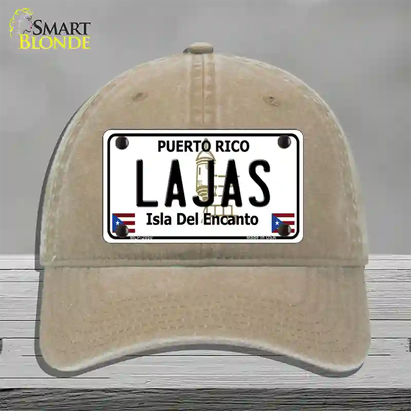 Lajas Puerto Rico Novelty License Plate Hat Unconstructed Cotton / Khaki